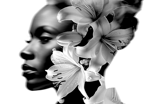 White And Black Nature Silhouette Double Exposure Photo Effect