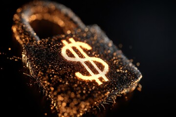 Digital Lock with Dollar Symbol Representing Financial Security Concept