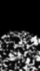 abstract textured black and white shapes on black background