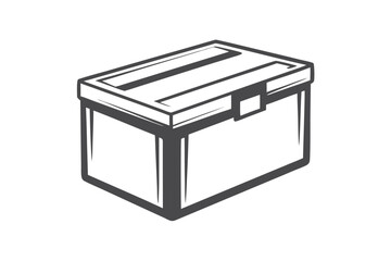 Storage Box Outline Design on White Background