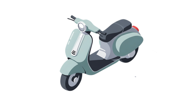 Retro style light blue scooter isolated on a black background with a smooth clean and modern illustration style
