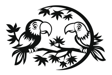 Striking of a Detailed Parrot on White Background Design
