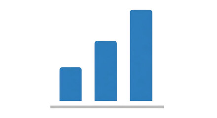 Simple blue bar graph showing upward trend and growth against a stark black background with a subtle grey base line