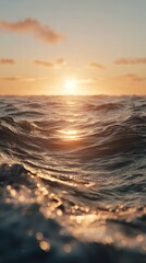 Golden sunset reflecting on the ocean waves creating a serene and peaceful atmosphere at the end of the day