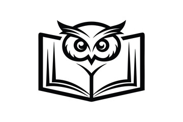 Stylized Owl on Open Book Isolated on White Background