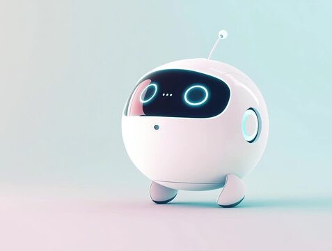Cute Futuristic Robot Series &ndash; Friendly Rounded AI Robot Animation with Digital Face