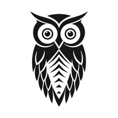 Stylized Owl with Decorative Feathering on White Background