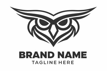 Stylized owl soars with uniquely patterned wings over brand name and tagline below on white