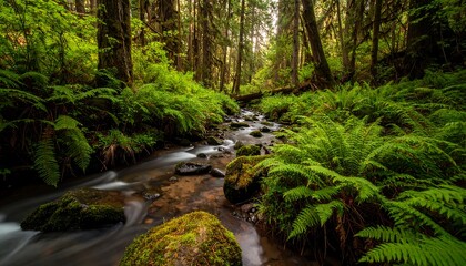 Obraz premium Lush forest stream (1)