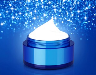 Cream jar, sparkling backdrop