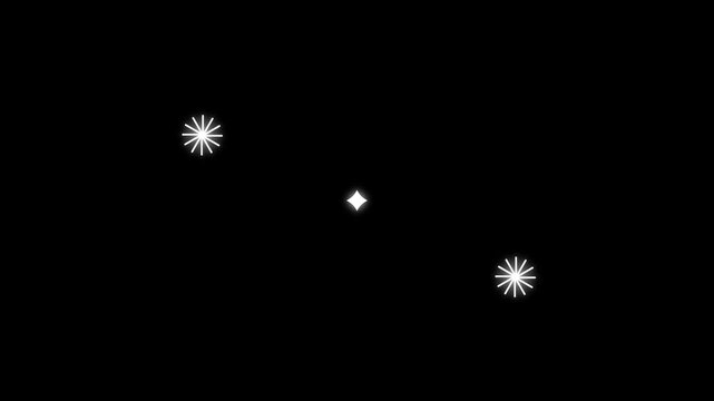 Twinkle Sparkling stars with fireworks circle blast animation. loop Shimmering magic star flash. Glowing stars sparkle with white cartoon, flat, vector, doodles style stars blinking. 4K animation