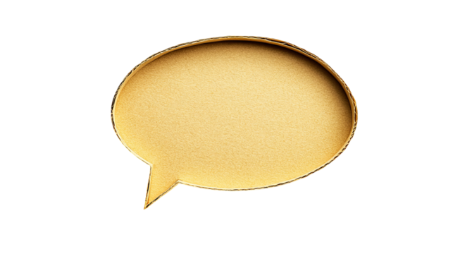 Empty tan cardboard speech bubble