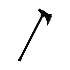 Minimal black axe silhouette on white background