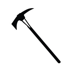 Minimal black axe silhouette on white background