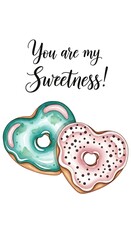 Two heart shaped donuts with frosting and sprinkles a sweet treat