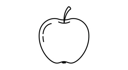 Simple line drawing of a red apple with a stem and leaf