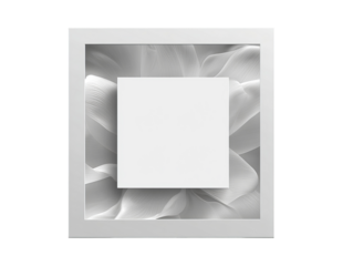 Square white frame, abstract design, blank center