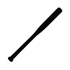 Black baseball bat silhouette on white background