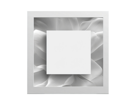 Square white frame, abstract design, blank center