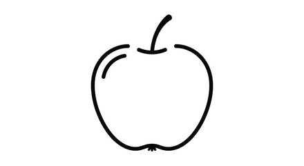 Simple black and white line drawing of a single stylized apple