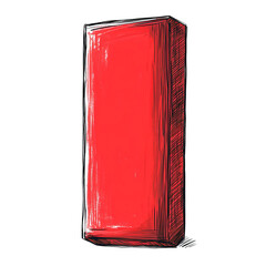 Red rectangular block, stylized