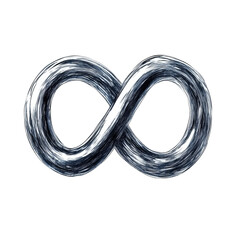 Infinity symbol, textured, metallic grey