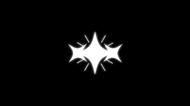 Twinkle Sparkling stars with fireworks circle blast animation. twinkling cartoon stars FX, Shimmering light, Vector, doodles style stars blinking effects alpha Channel with black screen. 4K