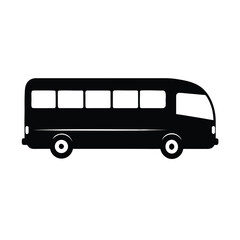 Minimalist black bus silhouette on white background