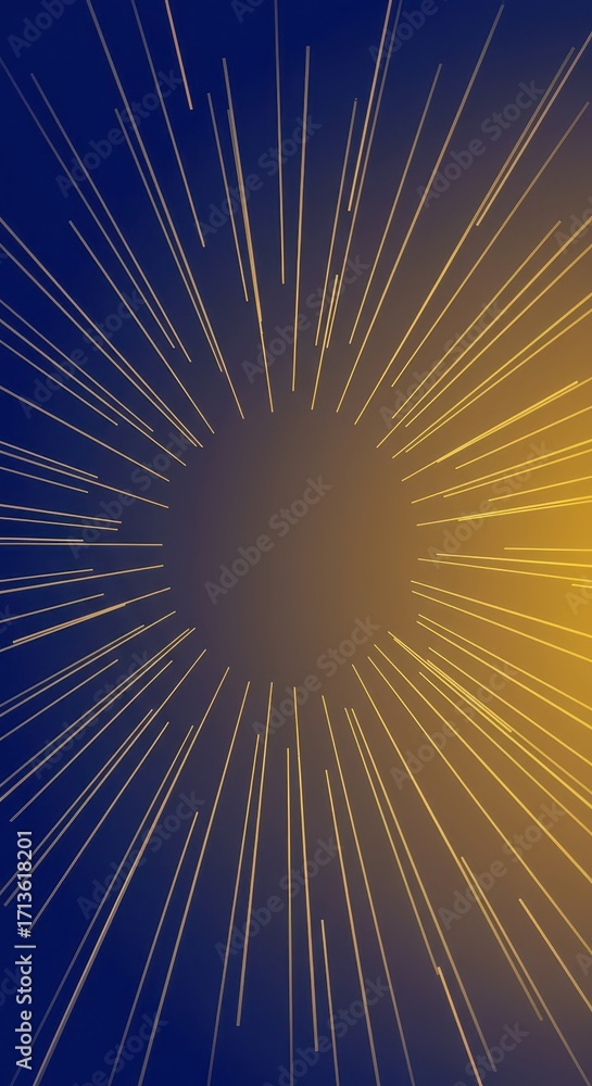 Poster radiant lines emanate from a central point, creating a dynamic and vibrant abstract design with a gr