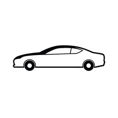 Minimalist black car silhouette on white background