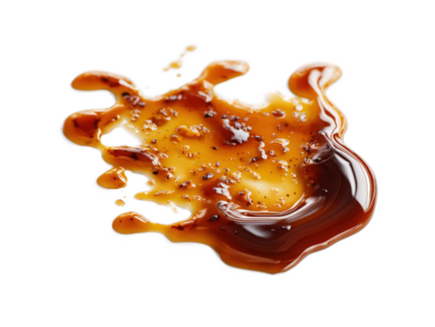 Spilled Soy Sause Leftovers Isolated, Teriyaki Drops on White Plate, Oyster Sauce Smear.png, Spilled Soy Sauce Leftovers Isolated, Teriyaki Drops  isolated on a white background