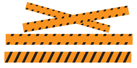 Hazardous warning tape sets. Warning caution sign. Black and yellow line. Construction border.