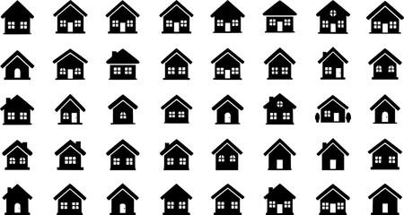 set of wooden house icons