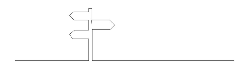 Directional Signpost Line Art Vector Illustration