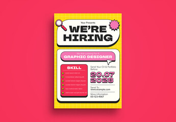 Yellow Neo Brutalism We're Hiring Flyer Layout