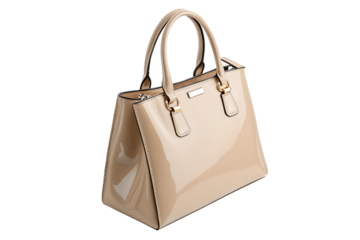 Beige patent leather handbag summer collection