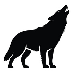 Silhouette of a lone wolf howling at the moon symbolizing nature and wildness