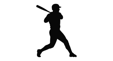 Silhouette of a baseball player swinging a bat in action