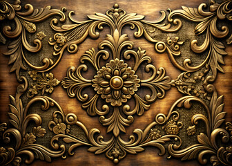 Ornate Gold Carving. Vintage Floral Design. Luxury Texture