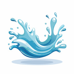 Stylized illustration of a dynamic water splash, showcasing fluid movement and droplets.