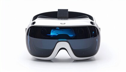 Modern virtual reality headset for immersive gaming and entertainment isolated on a clean white background.
