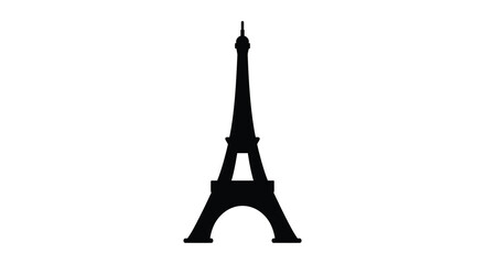Simple black silhouette of the eiffel tower on a white background