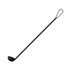 Black silhouette of a golf club on a white background