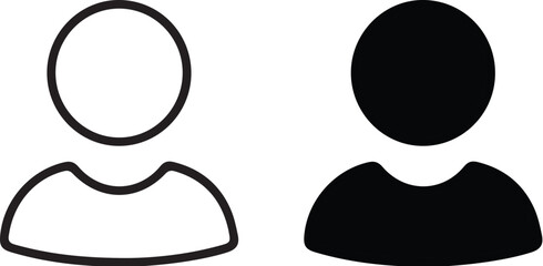 Minimalist User Account Icon: Simple Line Art and Glyph Vector for Login Interfaces