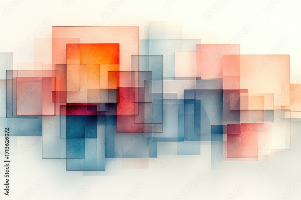 Aufkleber abstract geometric design with overlapping colorful squares and cubes