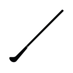Black hockey stick silhouette on white background