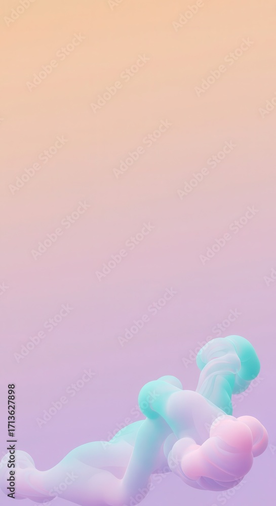 Poster pastel-toned abstract ink forms a flowing, ethereal design against a soft gradient background.