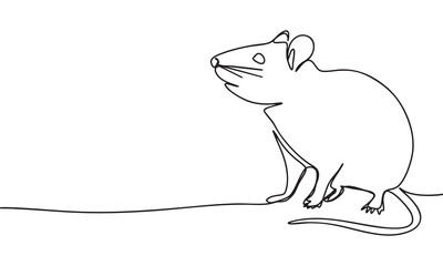 Minimalist Line Drawing of a Rat
