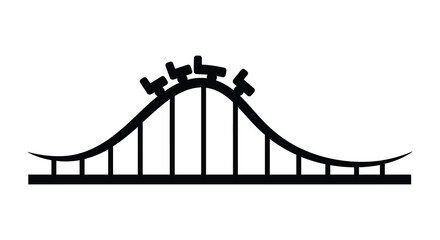 Simple black and white illustration of a classic roller coaster track