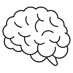 Simple black and white line drawing of a human brain with no shading or color